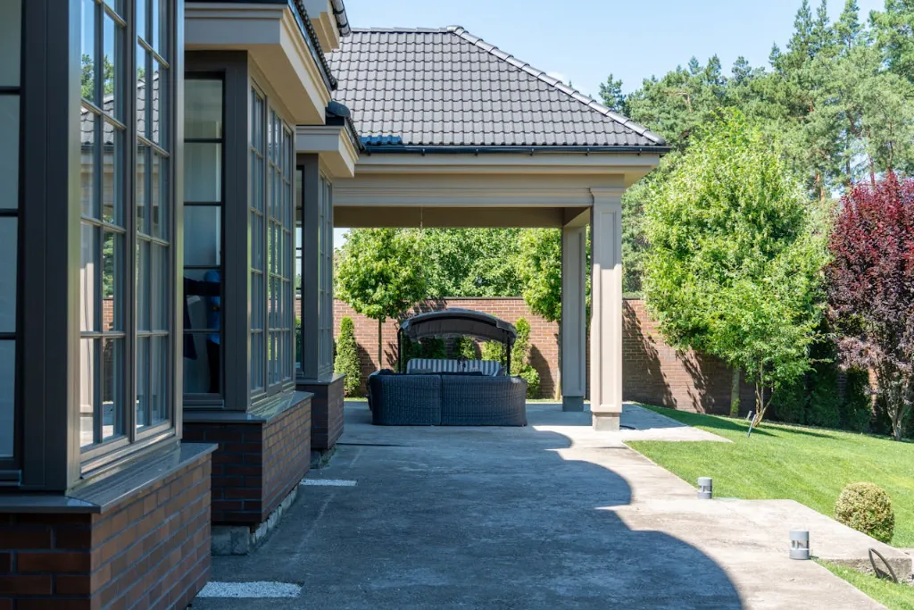 a house with patio