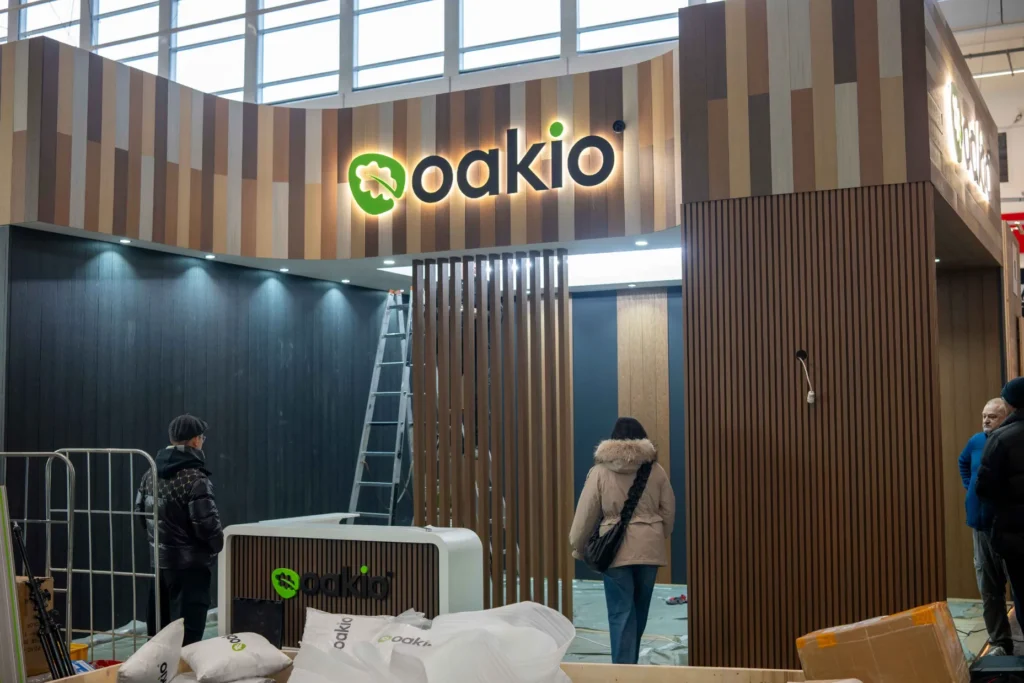 Oakios stand under construction at BAU 2025 1