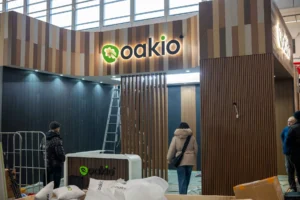 Oakio's stand under construction at BAU 2025-1