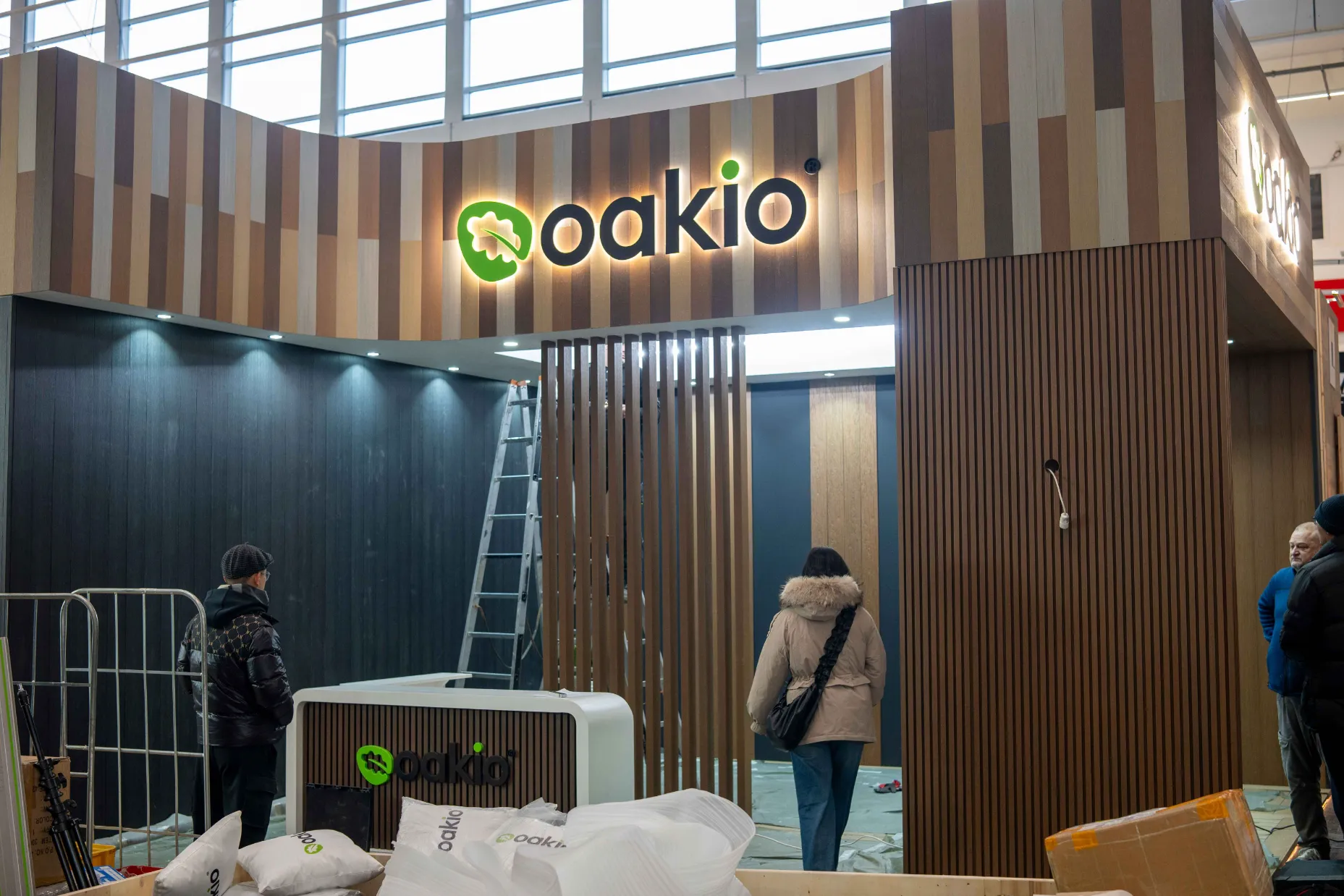 Oakio's stand under construction at BAU 2025-1