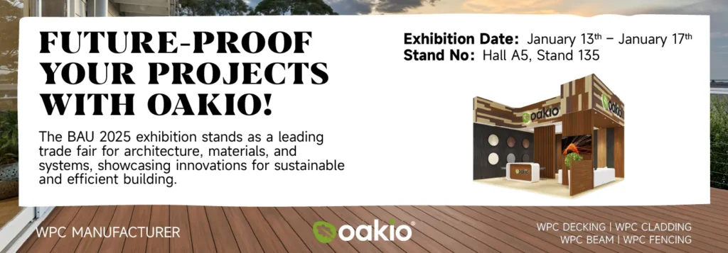 a poster that announces the info of oakio at bau 2025